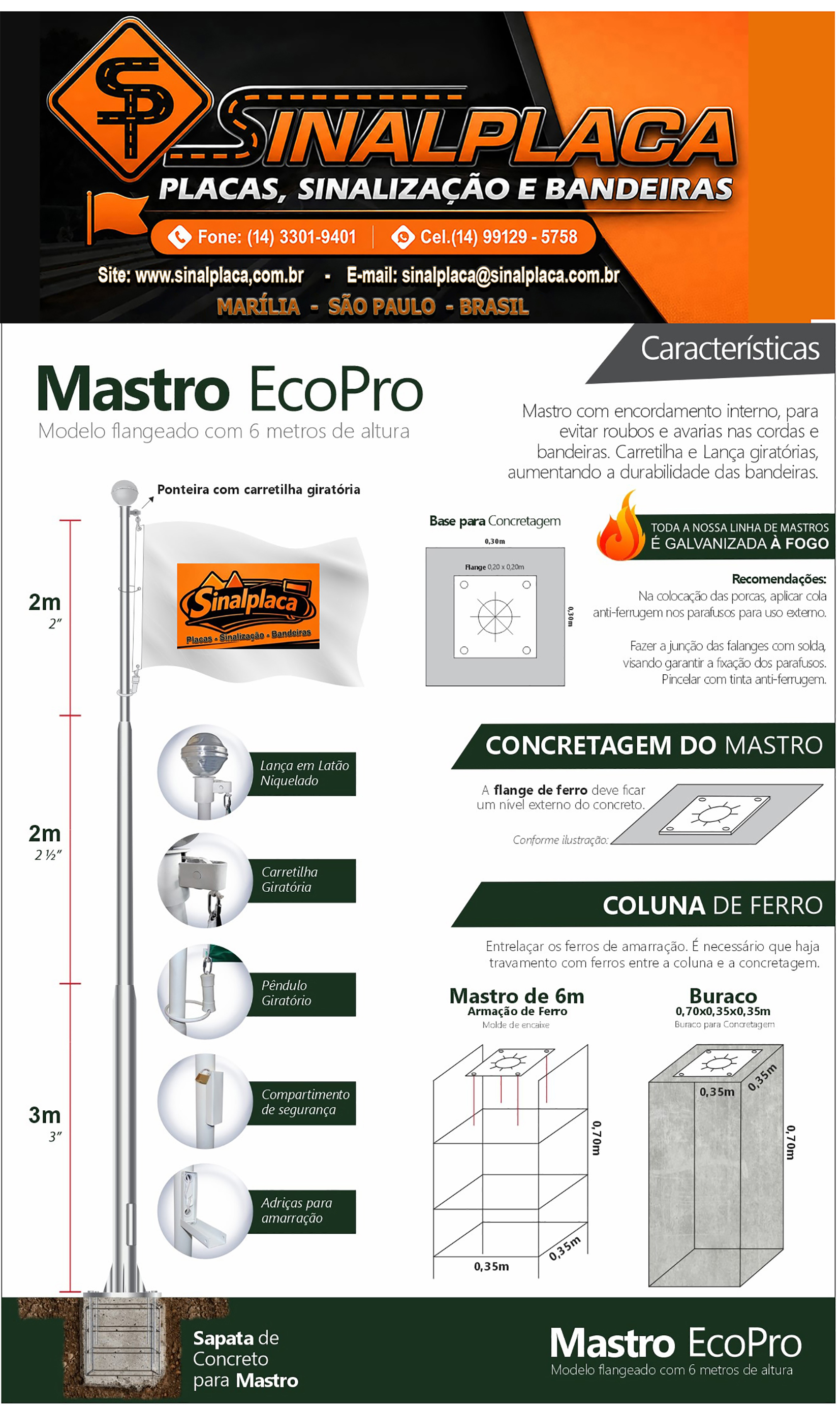 Mastro de Tubo de A�o Galvanizado